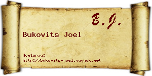 Bukovits Joel névjegykártya